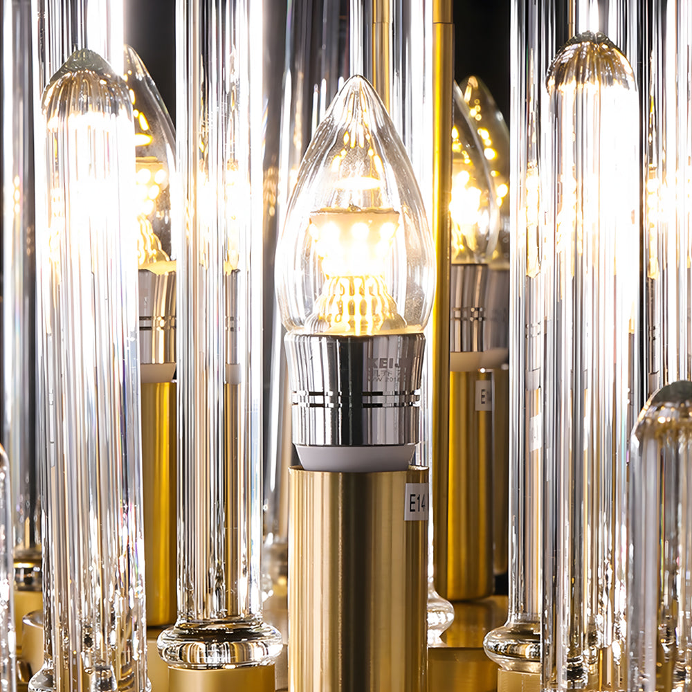 Modern tube chandeliers in glass copper metal