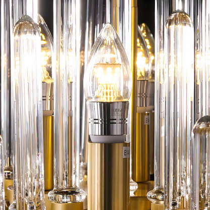 Modern tube chandeliers in glass copper metal