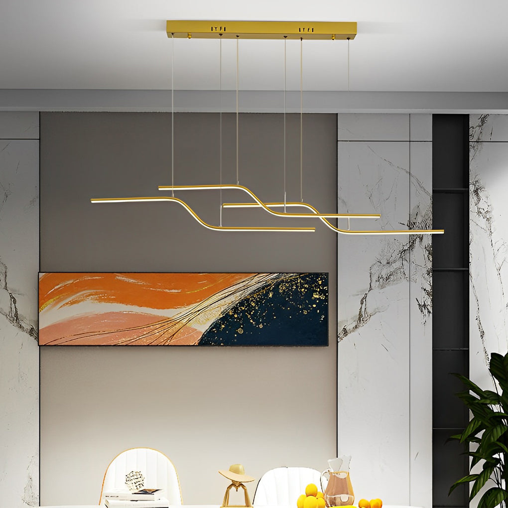 Black synthetic z-shape pendant lighting - modern — Cool White (6000K) / Brushed Gold