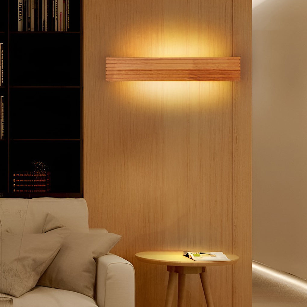 Wood Rectangular Waterproof LED Nordic Wall Sconce Lighting Mirror Light-Lighom