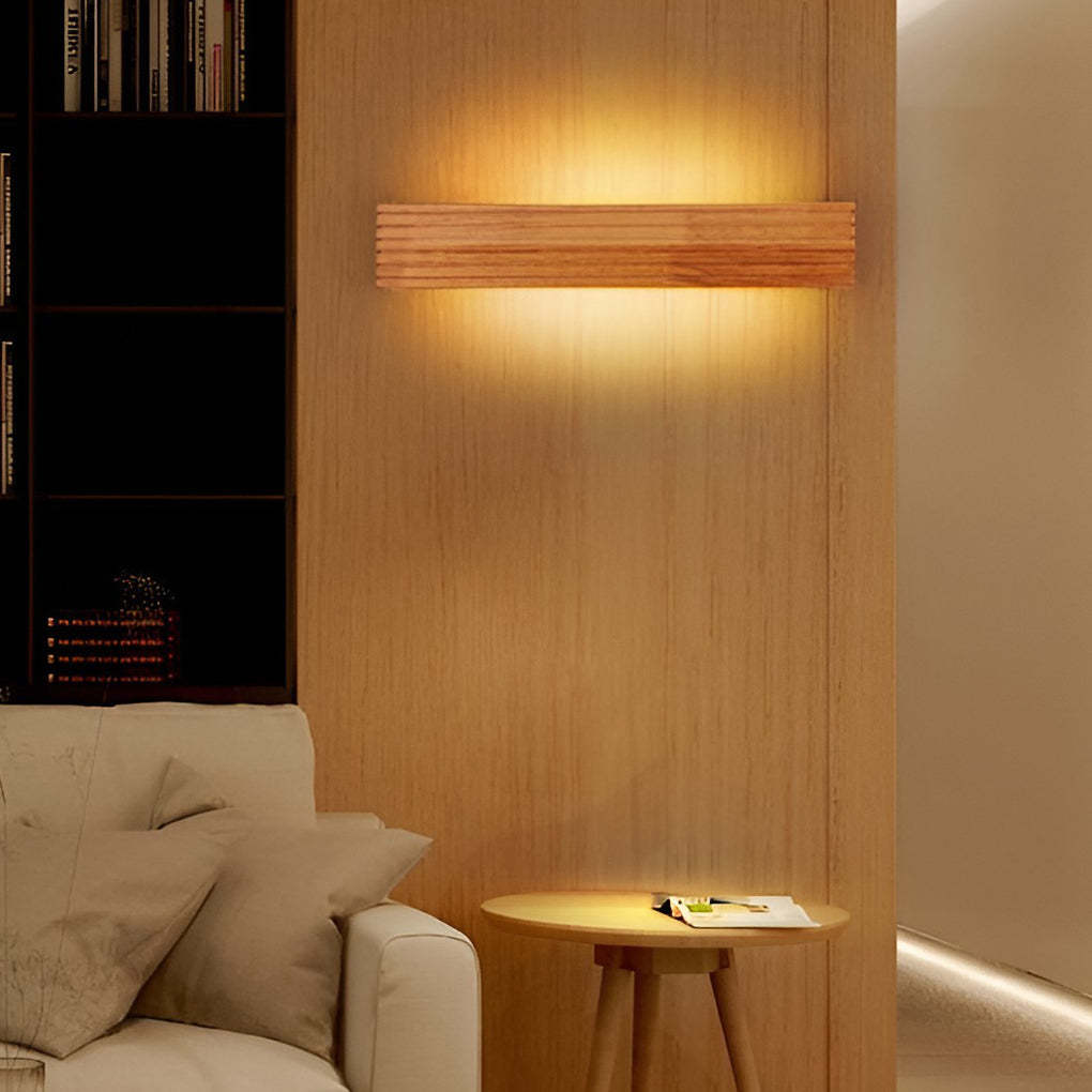 Wood Rectangular Waterproof LED Nordic Wall Sconce Lighting Mirror Light-Lighom