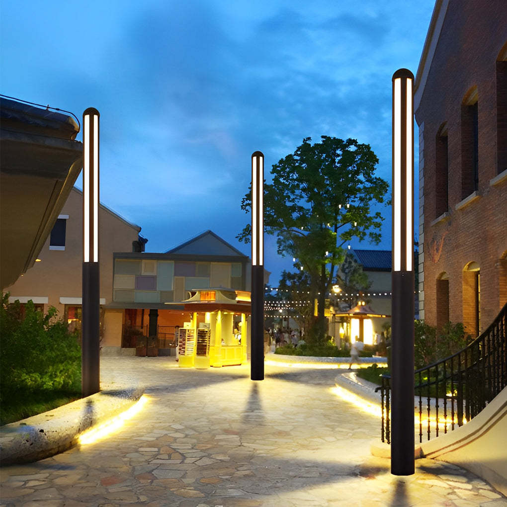 Minimalist Waterproof LED Black Modern Residential Outdoor Pole Lights Yard Lighting-Lighom