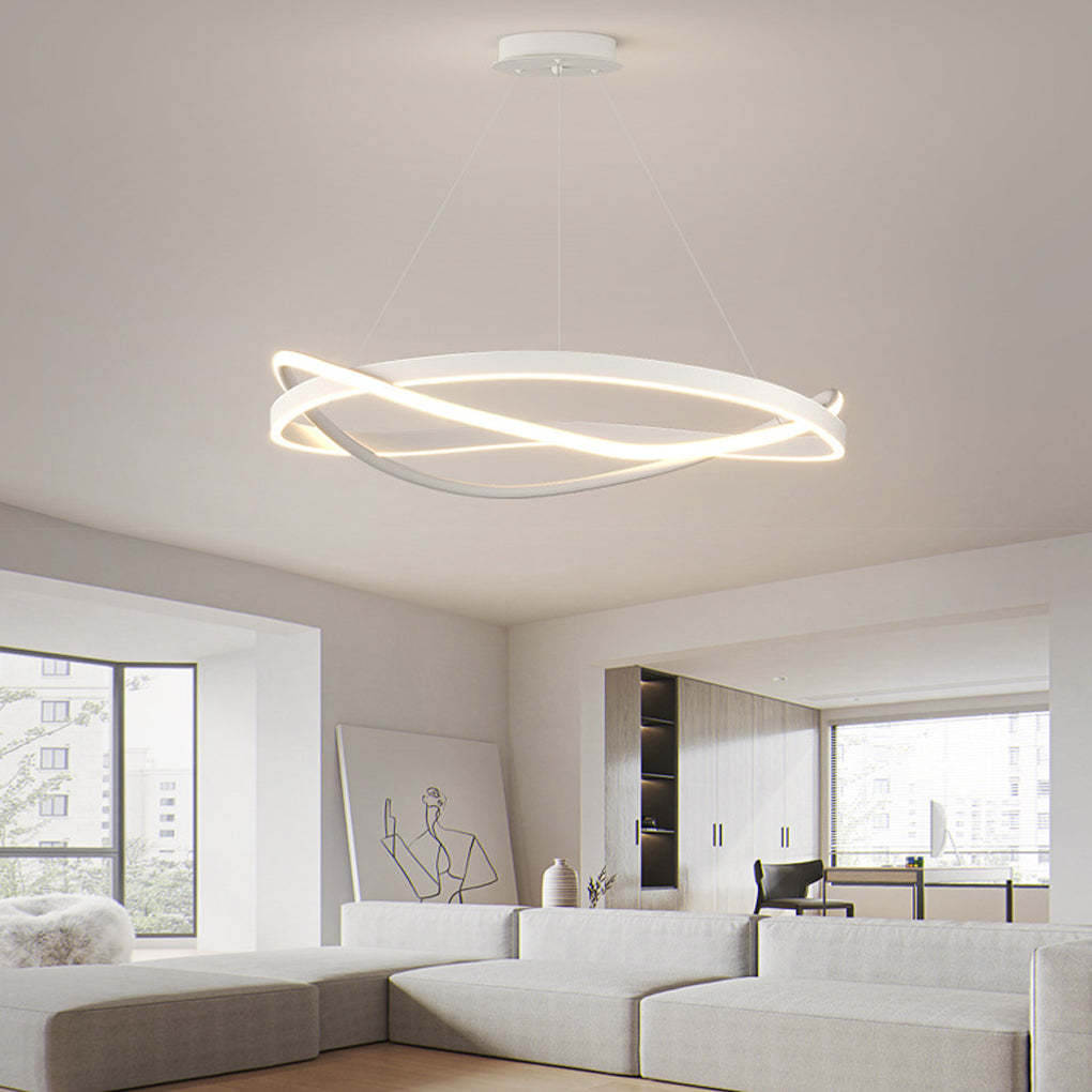 Circular Wave Ring Dimmable Minimalist Nordic Chandelier — 22'' / White