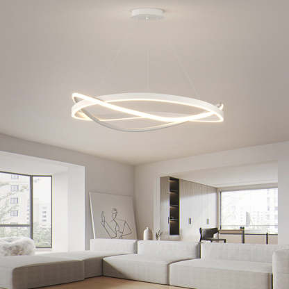 Circular Wave Ring Dimmable Minimalist Nordic Chandelier — 22'' / White
