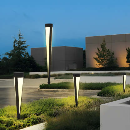 Round Outdoor Waterproof LED Gray Modern Solar Outdoor Lights Lawn Lamp-Lighom