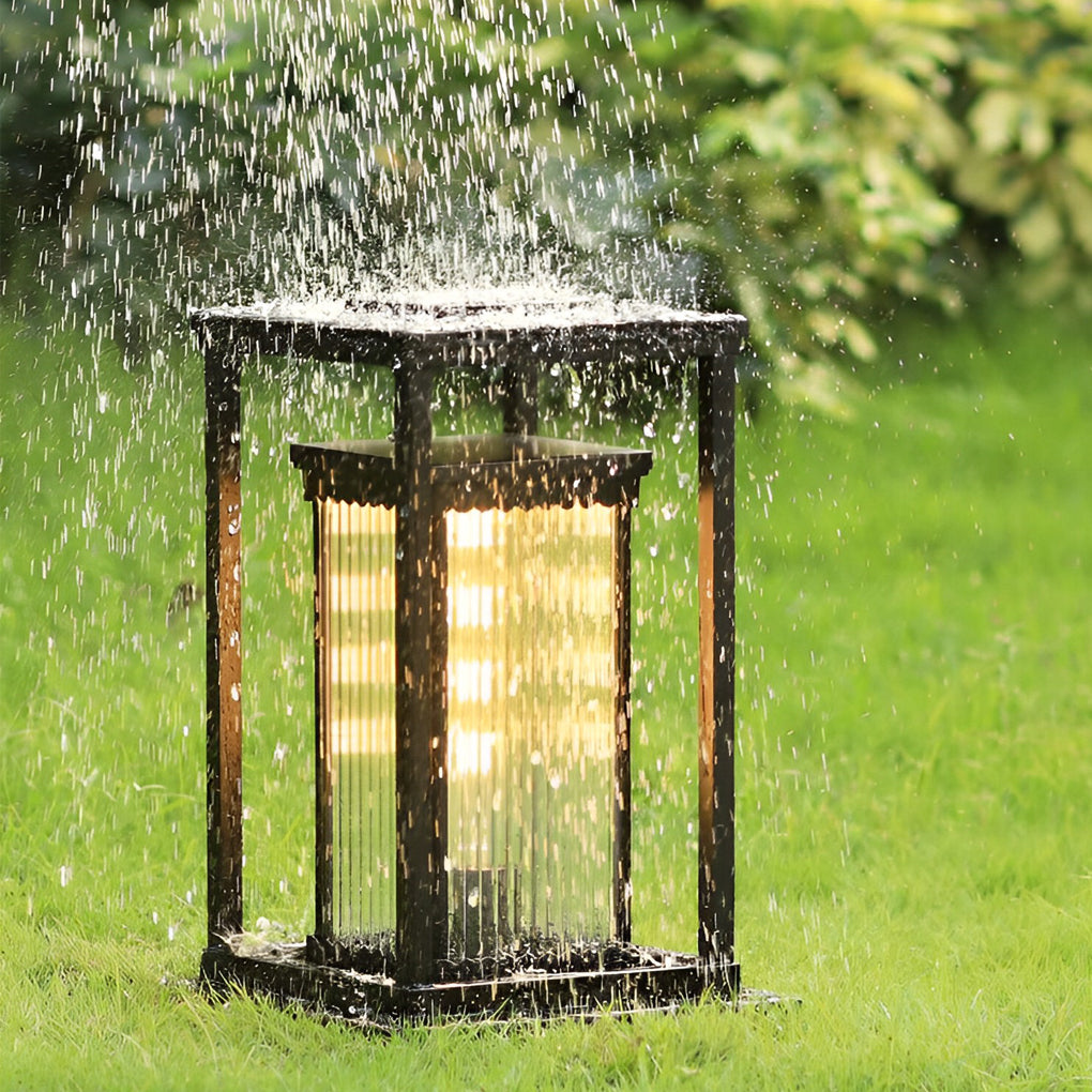 Square Waterproof Intelligent Light Control Black Solar Lawn Lights-Lighom