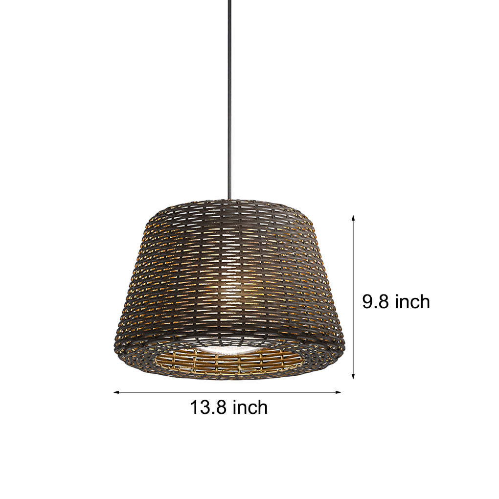 Ralph 1-Light Outdoor Pendant Light LED Suspension Lamp with Rattan Shade-Lighom