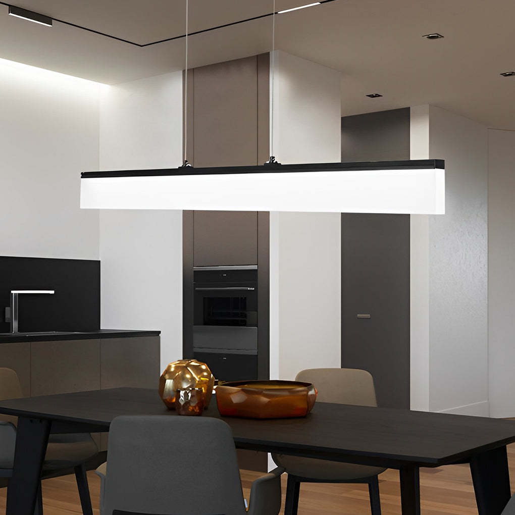 Minimalist Linear Strip Dimmable LED Black Chandelier