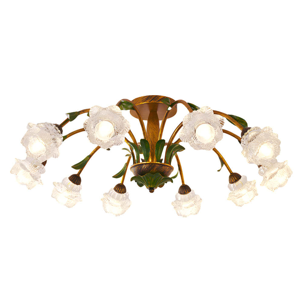 Pastoral Flowers Dimmable American Ceiling Light