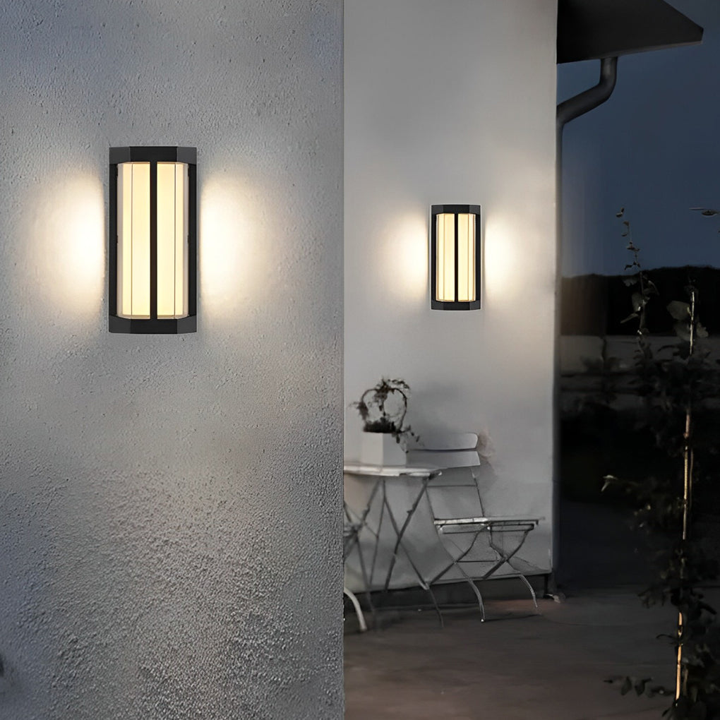 Waterproof Double Acrylic Shade LED Black Modern Outdoor Wall Lights-Lighom