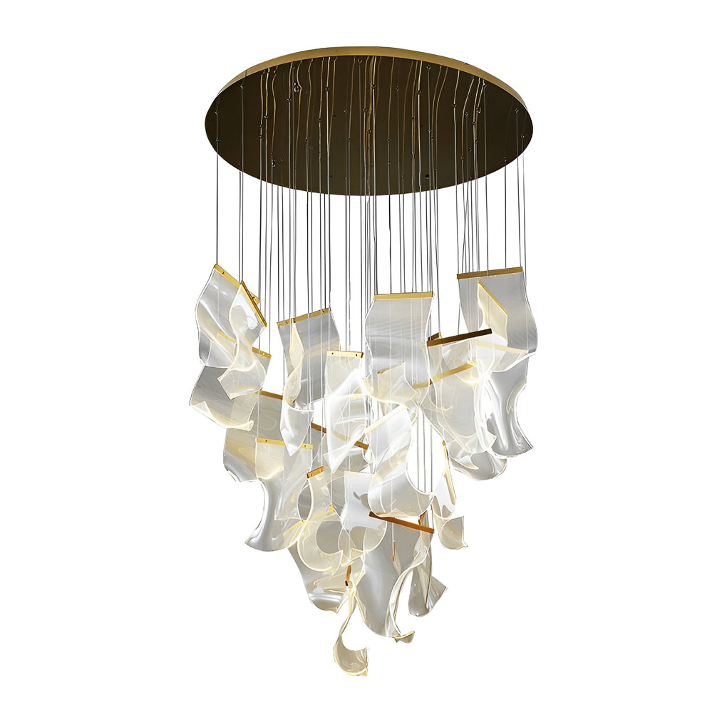Lighom modern irregular curled gold chandeliers in acrylic synthetic metal
