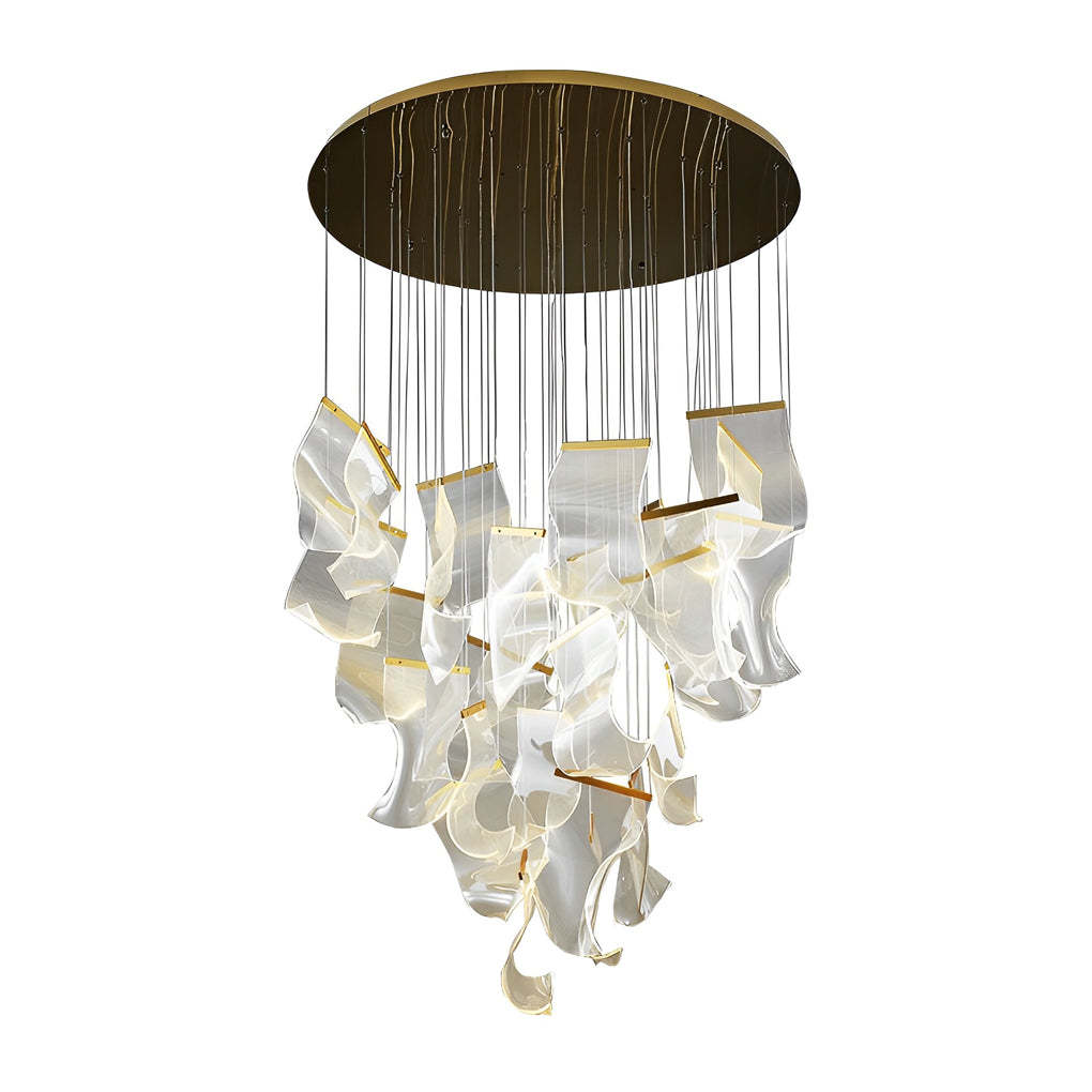 Lighom modern irregular curled gold chandeliers in acrylic synthetic metal