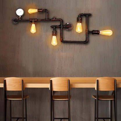 Vintage Iron Water Pipes Retro Creative Industrial Style Wall Light Fixture-Lighom