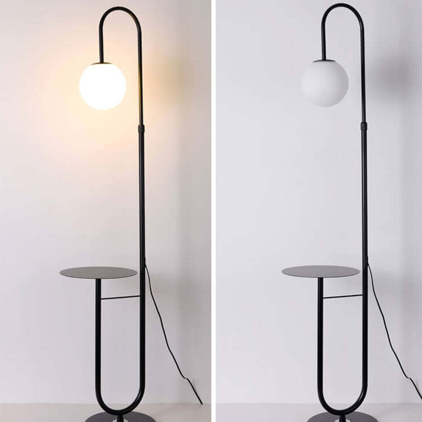 Nordic Iron Marble LED Floor Lamp — 12W 3 Colors Changeable (Warm/Neutral/White) / Black + Iron Table / 220V-240V For UK/AU