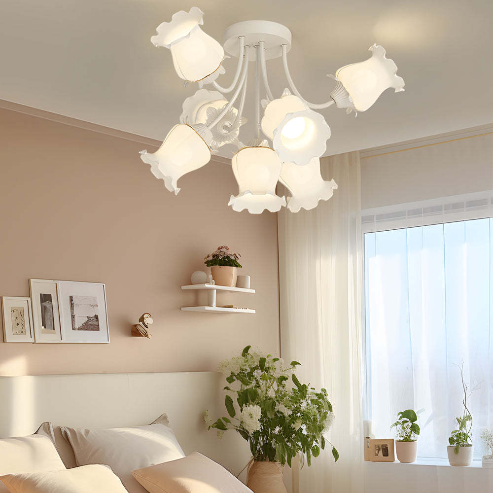 White Flower Dimmable Modern Ceiling Light
