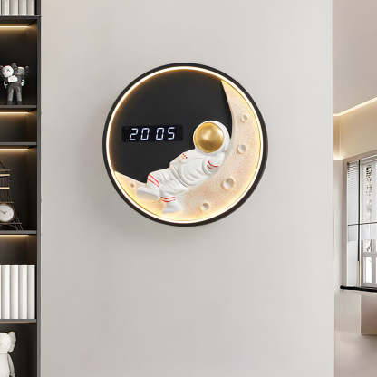 Moon LED Wall Light Wall Digital Clock Astronaut Decor 3 Color Wall Lamp-Lighom