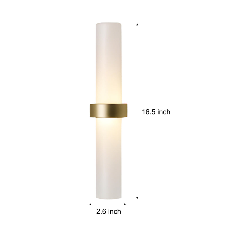 Modern Frosted Glass Tube 1-Light Wall Sconce in Warm White for Living Room-Lighom