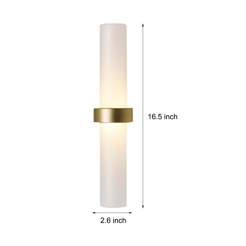 Modern Frosted Glass Tube 1-Light Wall Sconce in Warm White for Living Room-Lighom