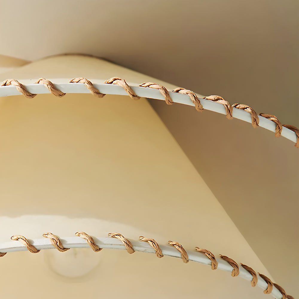 Rustic 3-Tier Parchment 1-Light Fabric Shade Pendant Light
