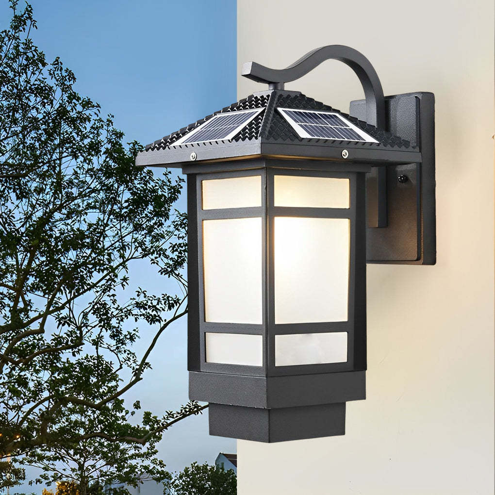 Vintage Waterproof LED Glass Matte Black Retro Wall Lamp Exterior Lights-Lighom