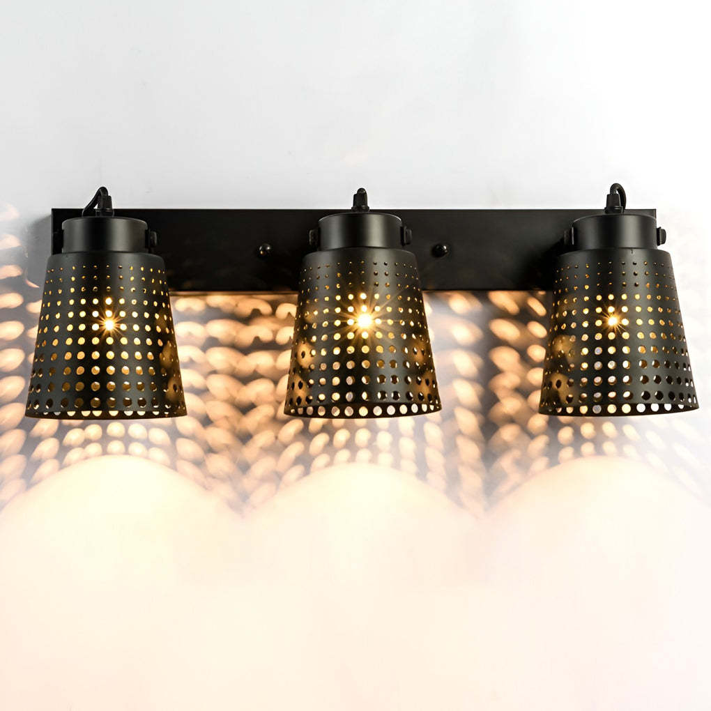 Retro Iron Hollow Adjustable Black Industrial Plug-In Sconce