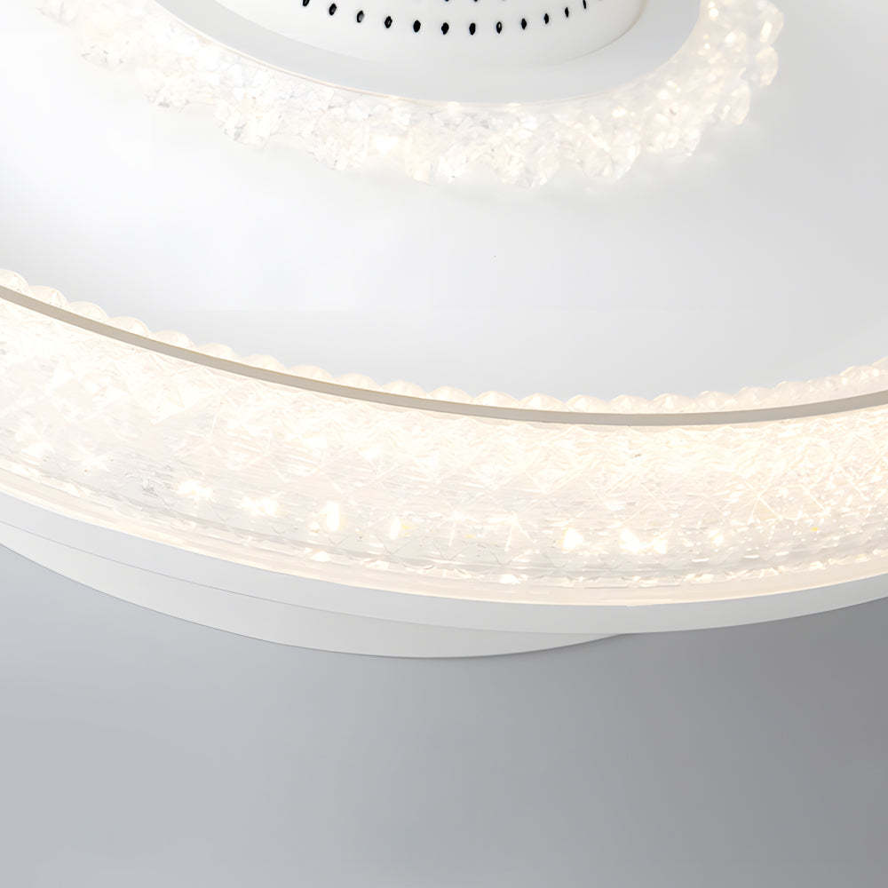 LED Smart Bladeless Ceiling Fan Round White Ceiling Fans with Dimmable Light-Lighom