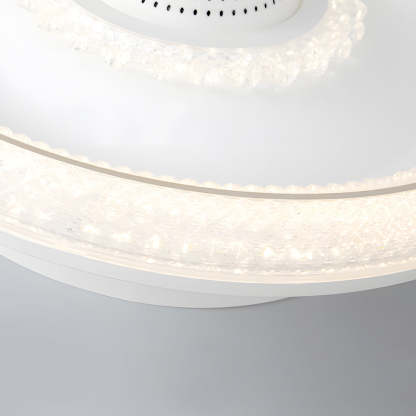 LED Smart Bladeless Ceiling Fan Round White Ceiling Fans with Dimmable Light-Lighom
