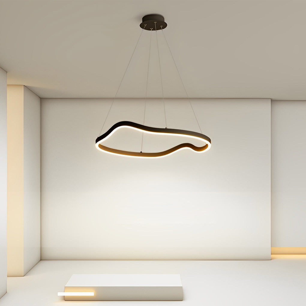 Black synthetic ring irregular pendant lighting - modern — Matte Black
