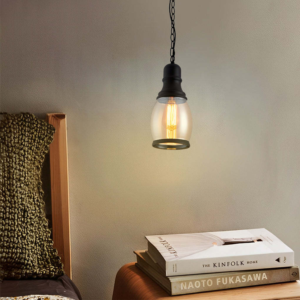 Lighom industrial lantern retro transparent pendant lighting in iron