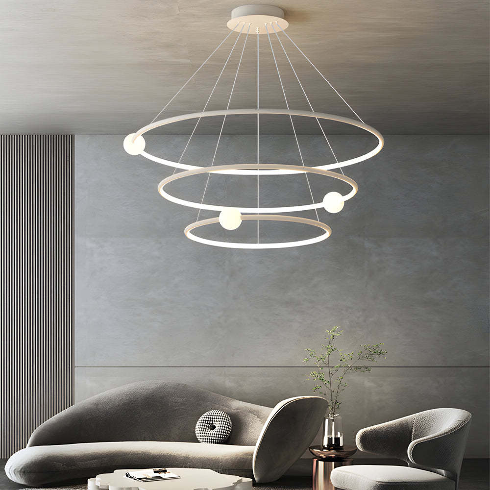 White Black Circular Dimmable LED Ring Chandelier