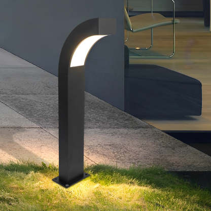 Minimalist Curved 24 inch Bollard Light Waterproof LED Landscape Lighting for Pathway-Lighom