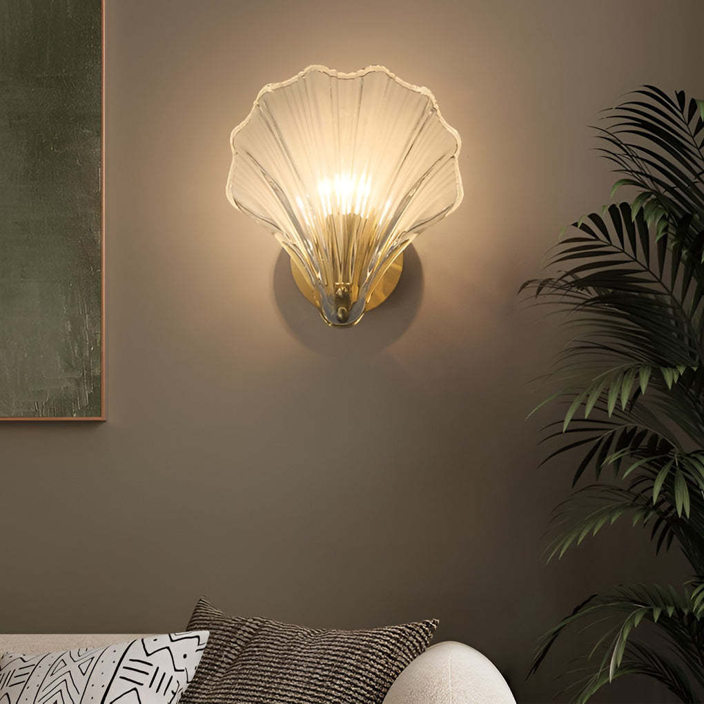 Creative Fan Shaped Glass Three Step Dimming Light LED Nordic Wall Sconce Lighting-Lighom