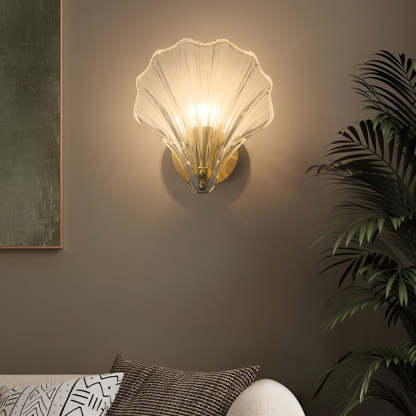 Creative Fan Shaped Glass Three Step Dimming Light LED Nordic Wall Sconce Lighting-Lighom