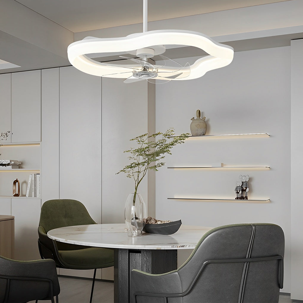 Circular Mute LED Stepless White Modern Ceiling Fan