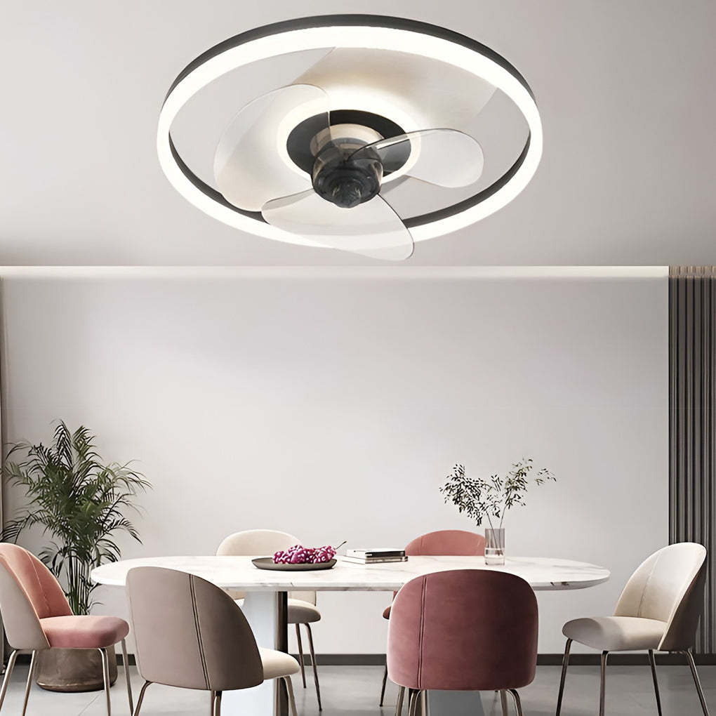 Circular Stepless Dimming Modern Inverter Ceiling Fan Light with Remote Control-Lighom