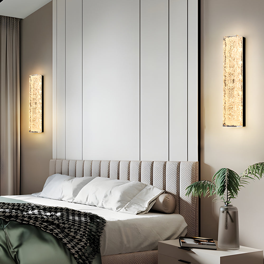 Modern Brass 1-Light LED Wall Sconces Rectangle Wall Light in Ice Resin-Lighom