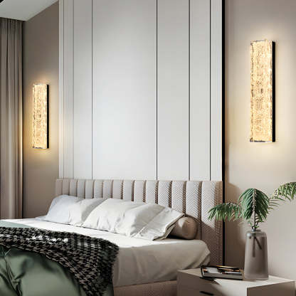 Modern Brass 1-Light LED Wall Sconces Rectangle Wall Light in Ice Resin-Lighom