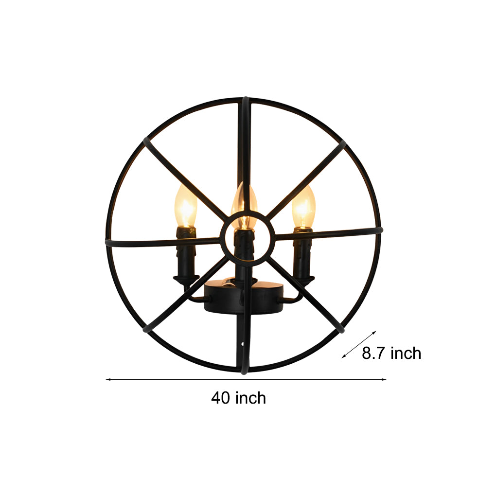 Hemispherical Iron Art Candlelight Black Retro Nostalgic Wall Lights Fixture-Lighom