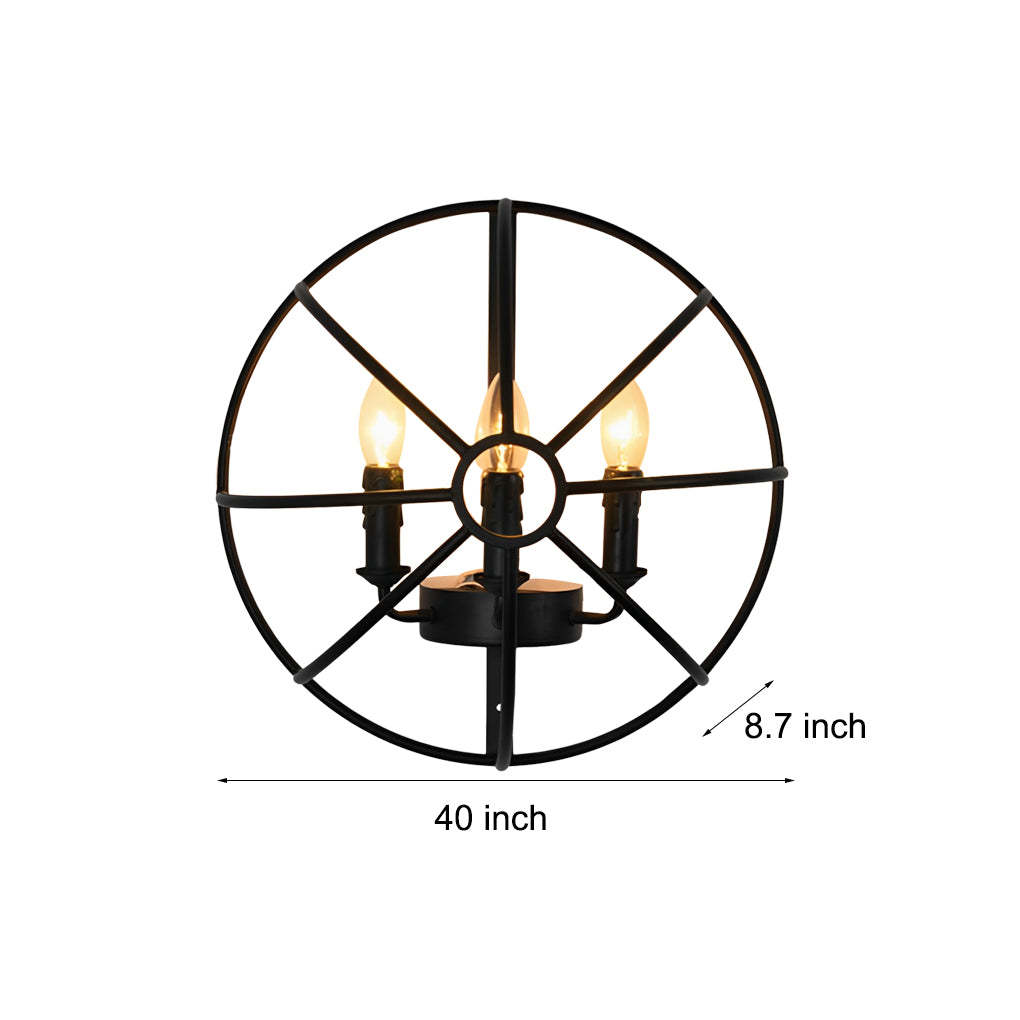 Hemispherical Iron Art Candlelight Black Retro Nostalgic Wall Lights Fixture-Lighom