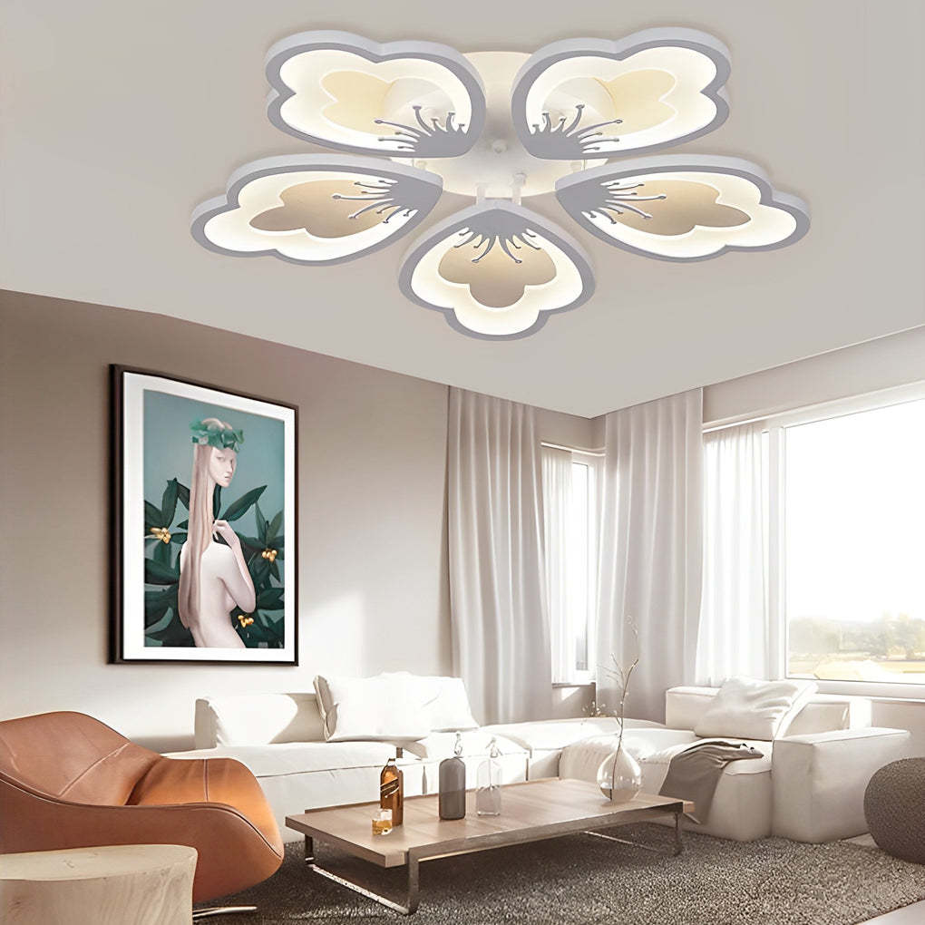 Flower Dimmable LED White Nordic Chandelier Flush Mount