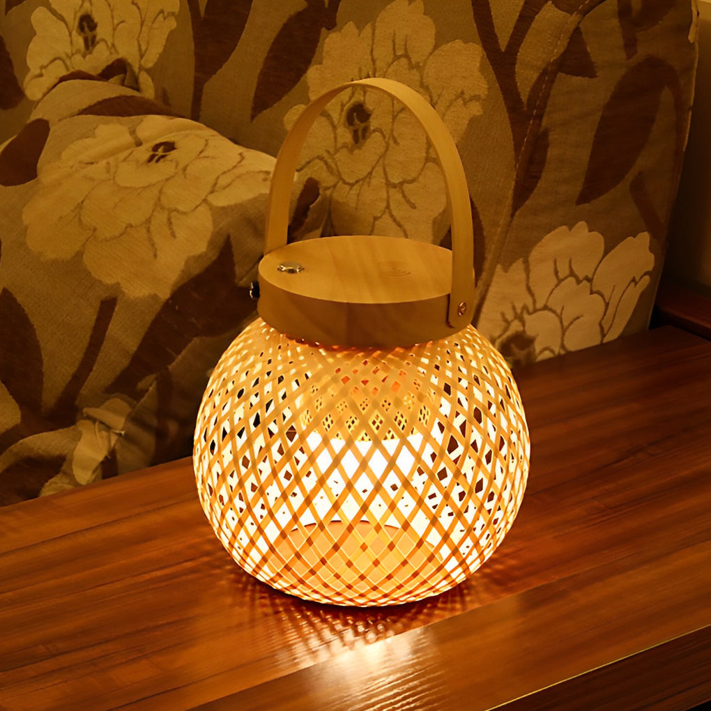 Lighom rustic lantern woven natural table lamps