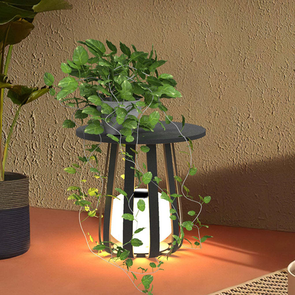 Round Waterproof RGB Iron Solar Coffee Table Lantern