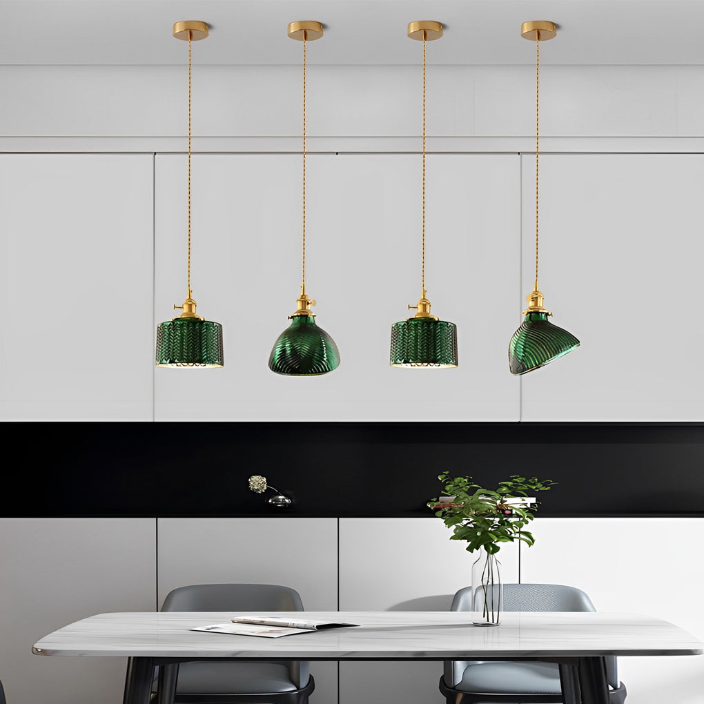 LED Copper Glass Green Retro Nordic Pendant