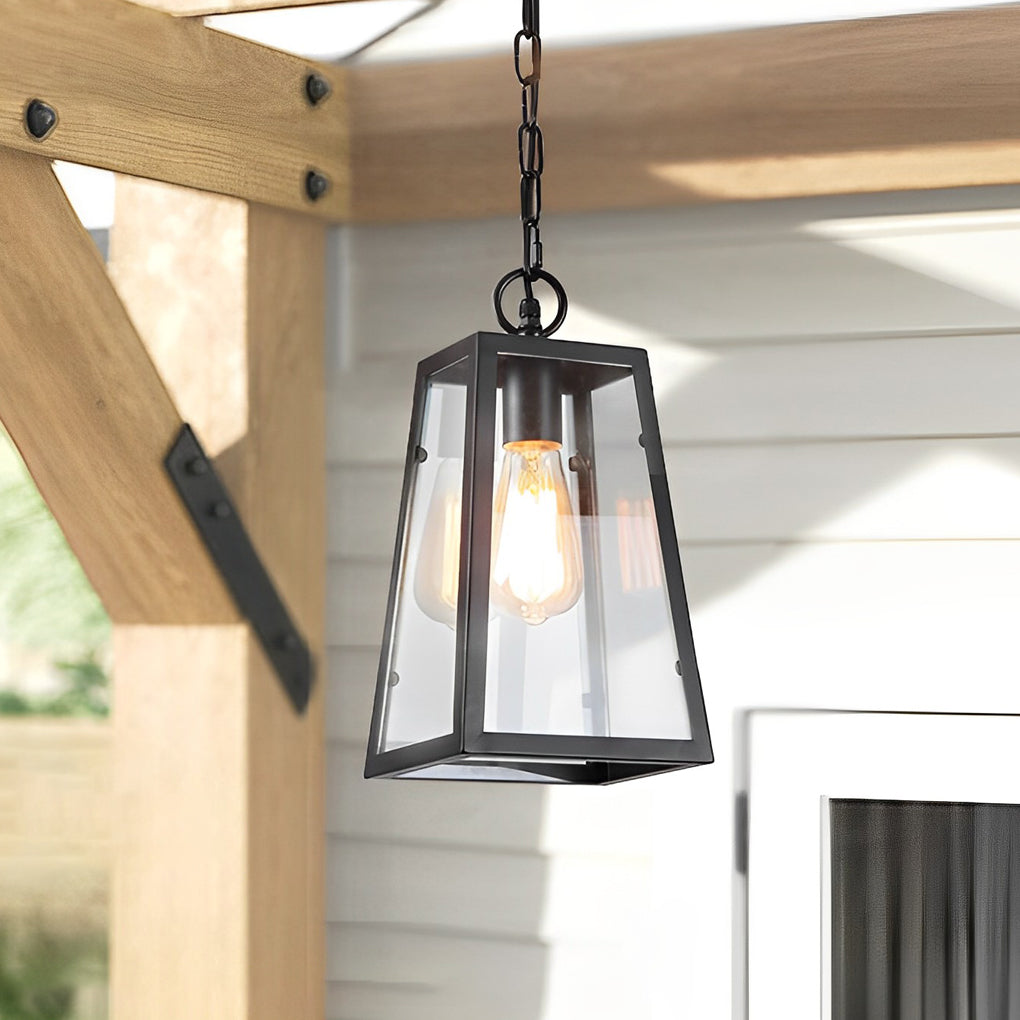 Waterproof Iron Glass LED Black American Outdoor Chandelier