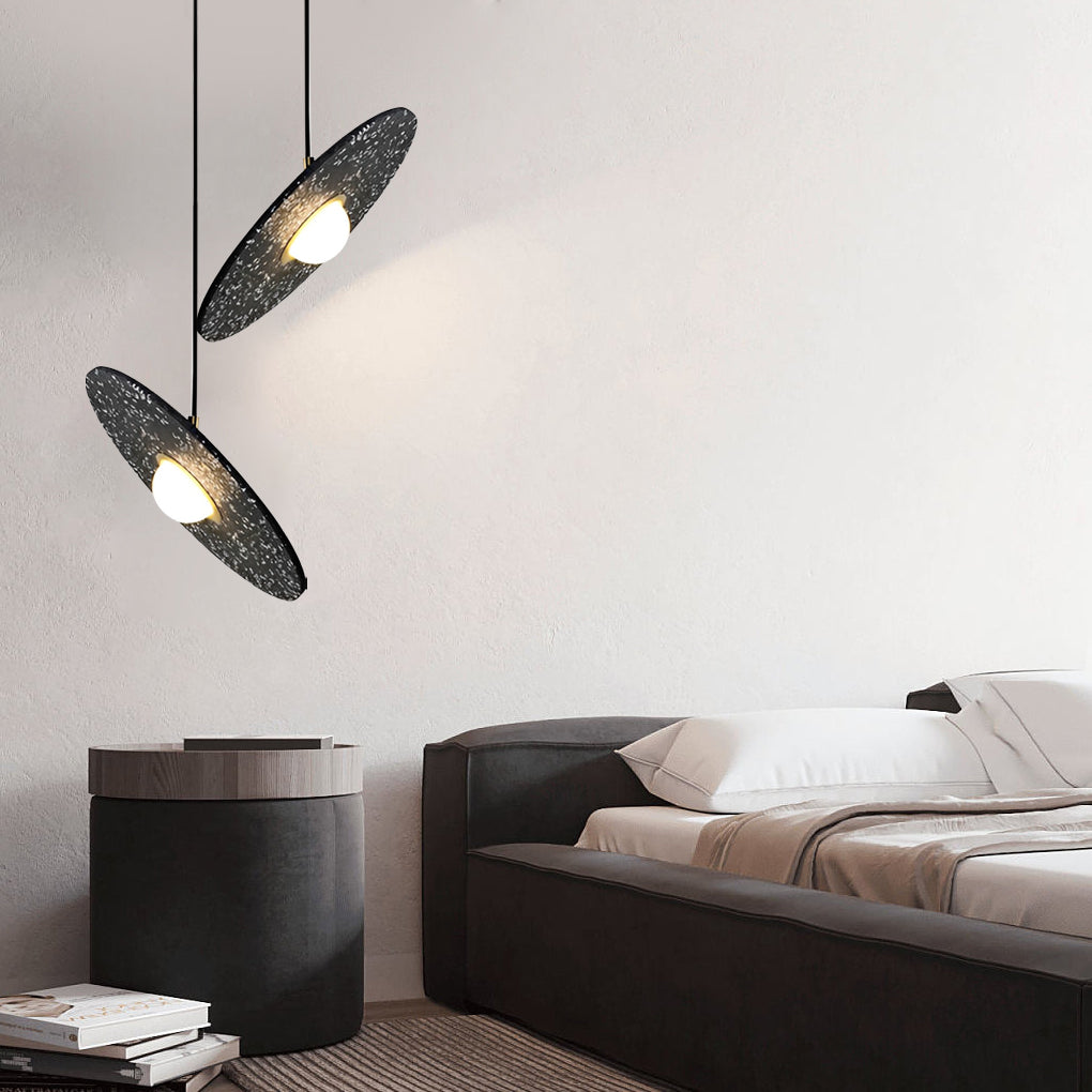 Modern terrazzo planet black pendant lighting — Matte Black