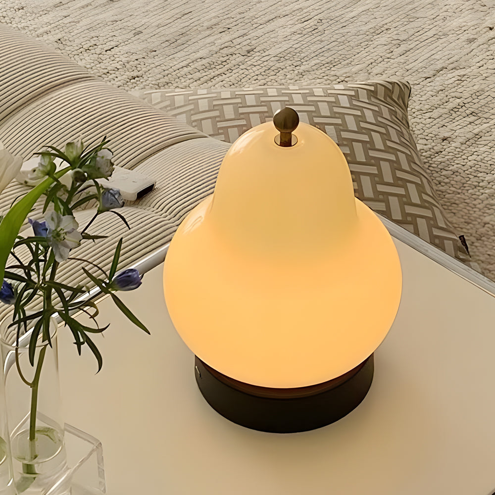 7.5 inch Glass Pear LED Table Ambient Lamp with Touch Switch-Lighom