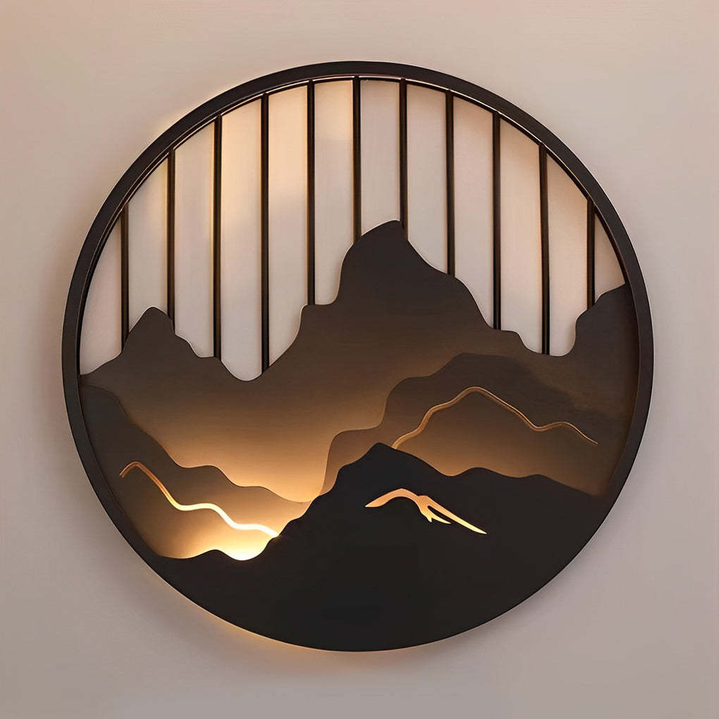 Round Mountain Scenery LED Waterproof Outdoor Wall Sconce Lighting-Lighom