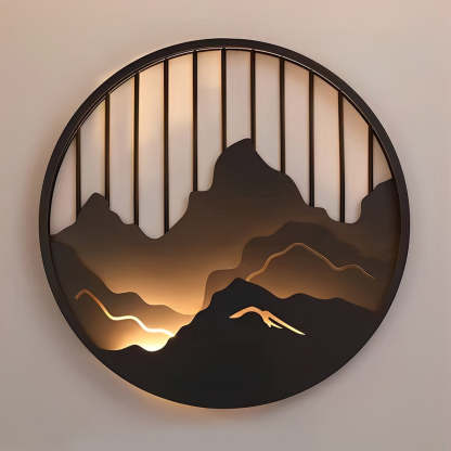 Round Mountain Scenery LED Waterproof Outdoor Wall Sconce Lighting-Lighom