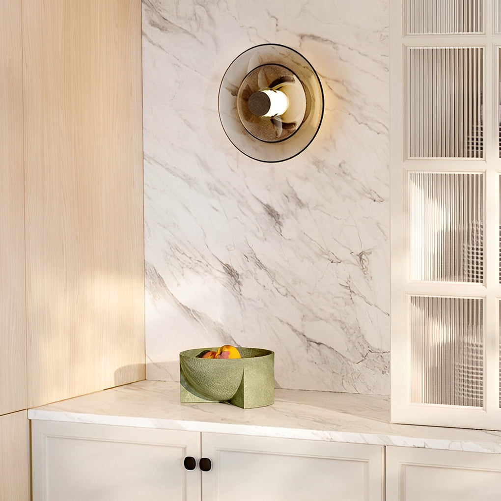 Modern double-layer round glass wall sconces — Brown