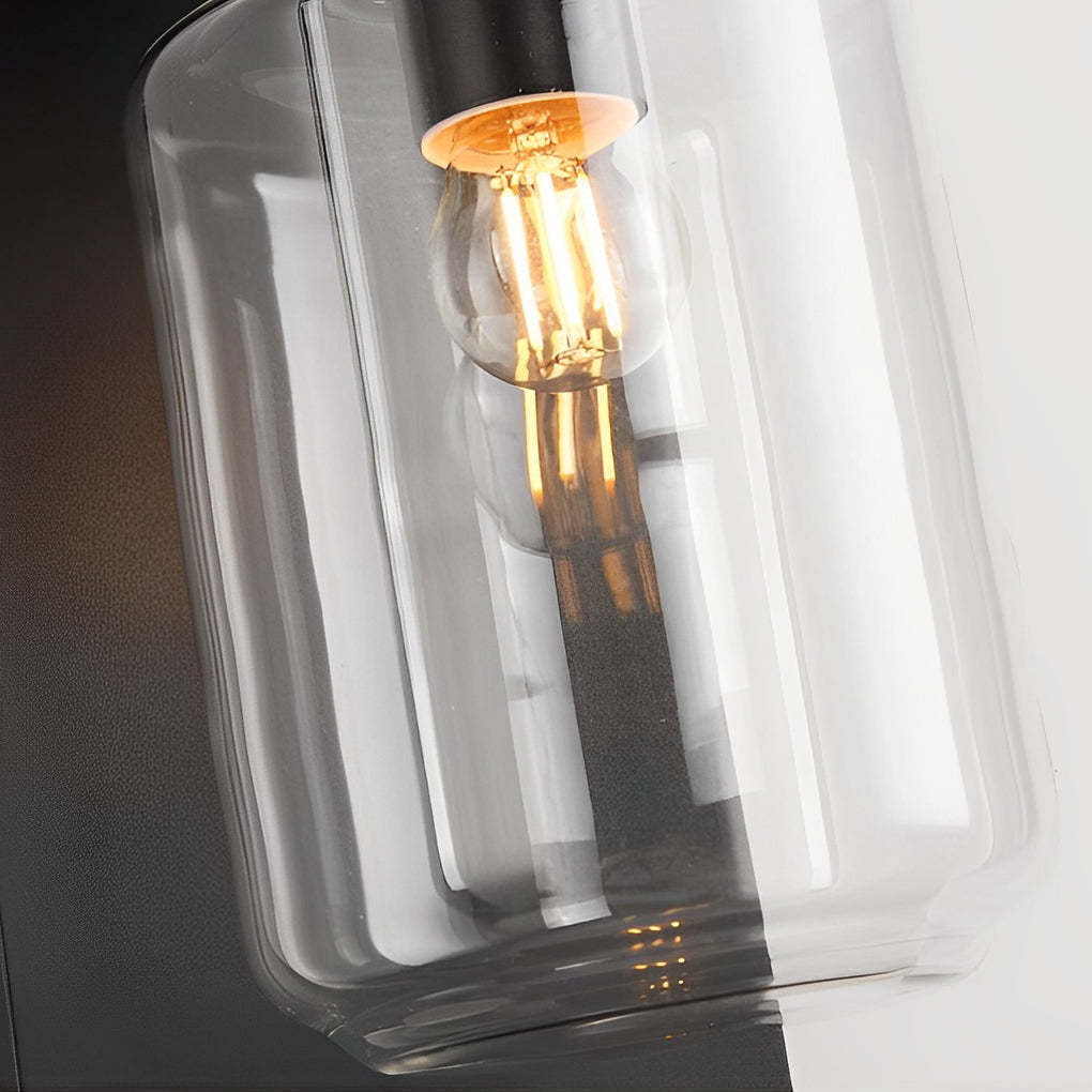 Glass Black Modern Solar Outdoor Wall Light